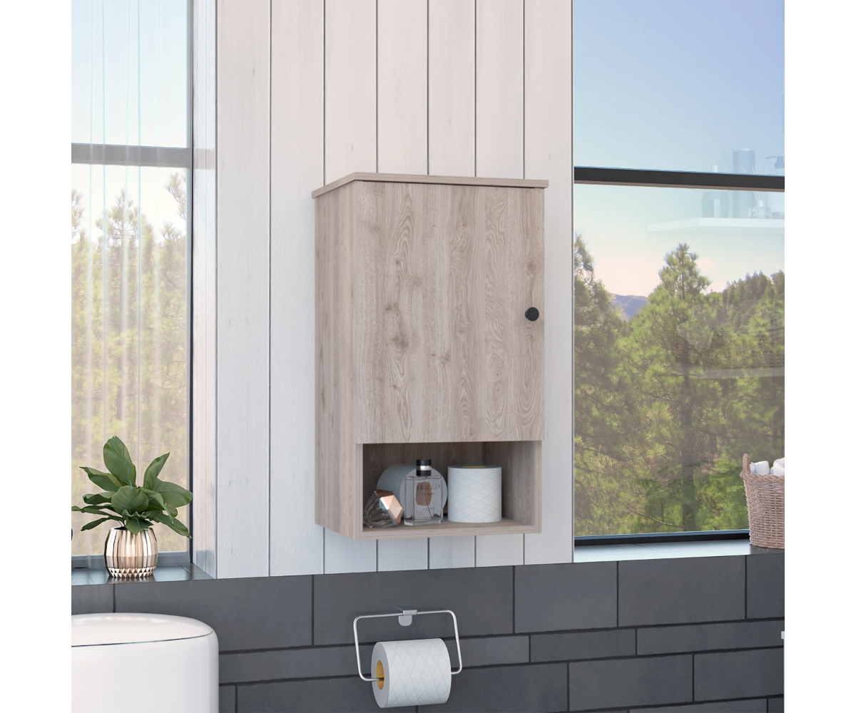 Depot E-Shop Arya Medicine Single Door Cabinet, One Shelf, Two Interior Shelves, Light- Gray