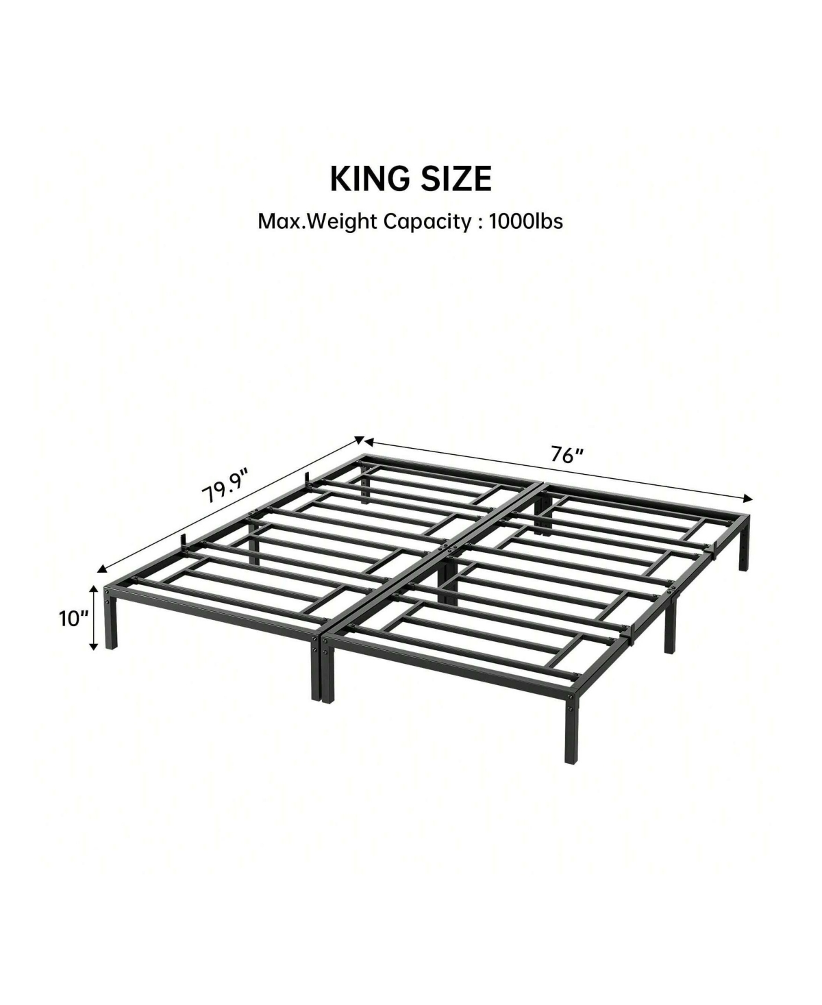 gaomon 10 Inch Bed Frame, No Box Spring Needed, Heavy Duty Metal Platform Bed Frame For Bedroom, Easy Assembly, Noise Free