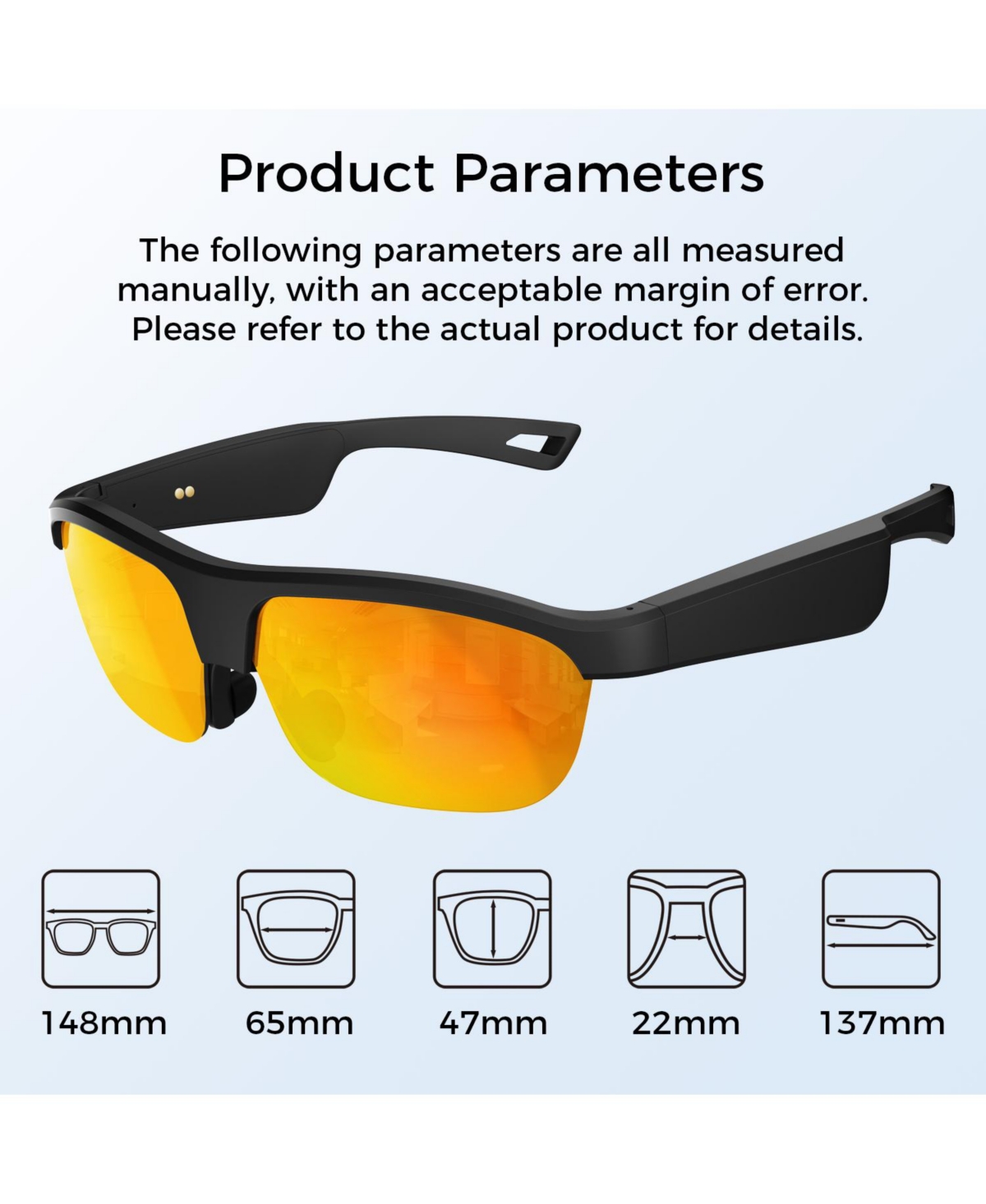 Alpha Digital Polarized Bluetooth Smart Glasses w/ Mic, Open-Ear Audio, IP65 & 5-Hr Battery