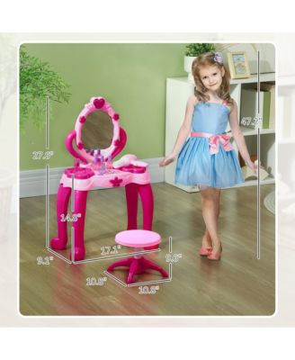 Kids Vanity Set with Mirror and Stool, Light and Sound, 15 Accessories