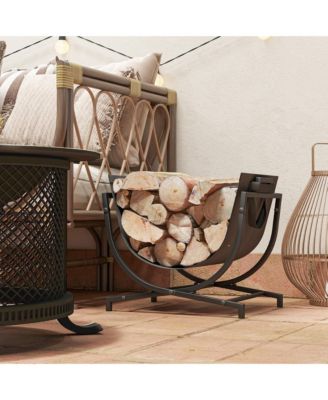 17&amp;#x22; Folding Firewood Rack with Carrier, Wood Storage Holder