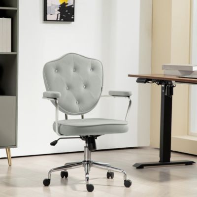 Cute Office Chair, Velvet-Feel Fabric Vanity Chair,