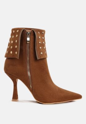 Womens Piccini Stud Embellished Foldover Boots