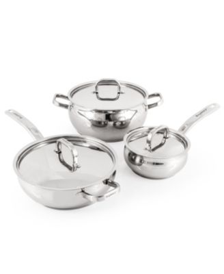 Belly Shape 6pc 18/10 Stainless Steel Cookware Set with SS Lids