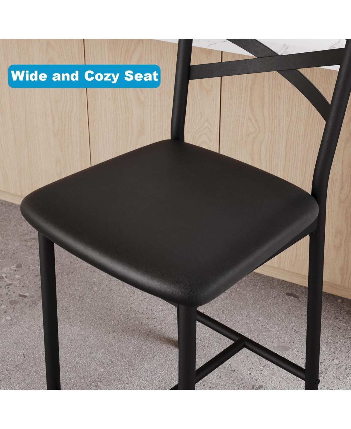 gaomon Dining Table Set for 2, Kitchen Bar Table and Chairs for 2, 3-Piece Kitchen Table Set with 2 Upholstered Chairs,- Black