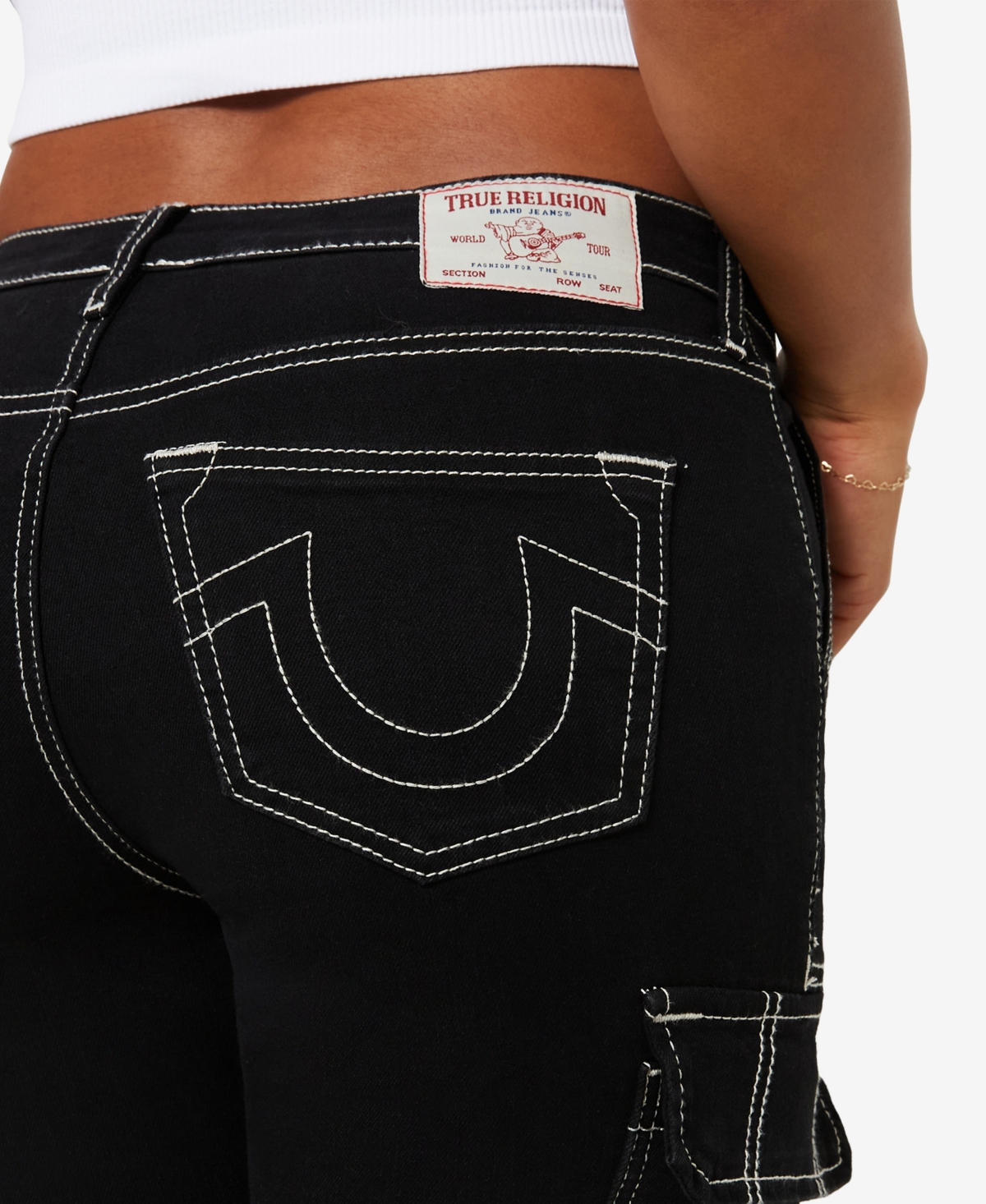 True Religion Women's Denim Bootcut Cargo Jeans