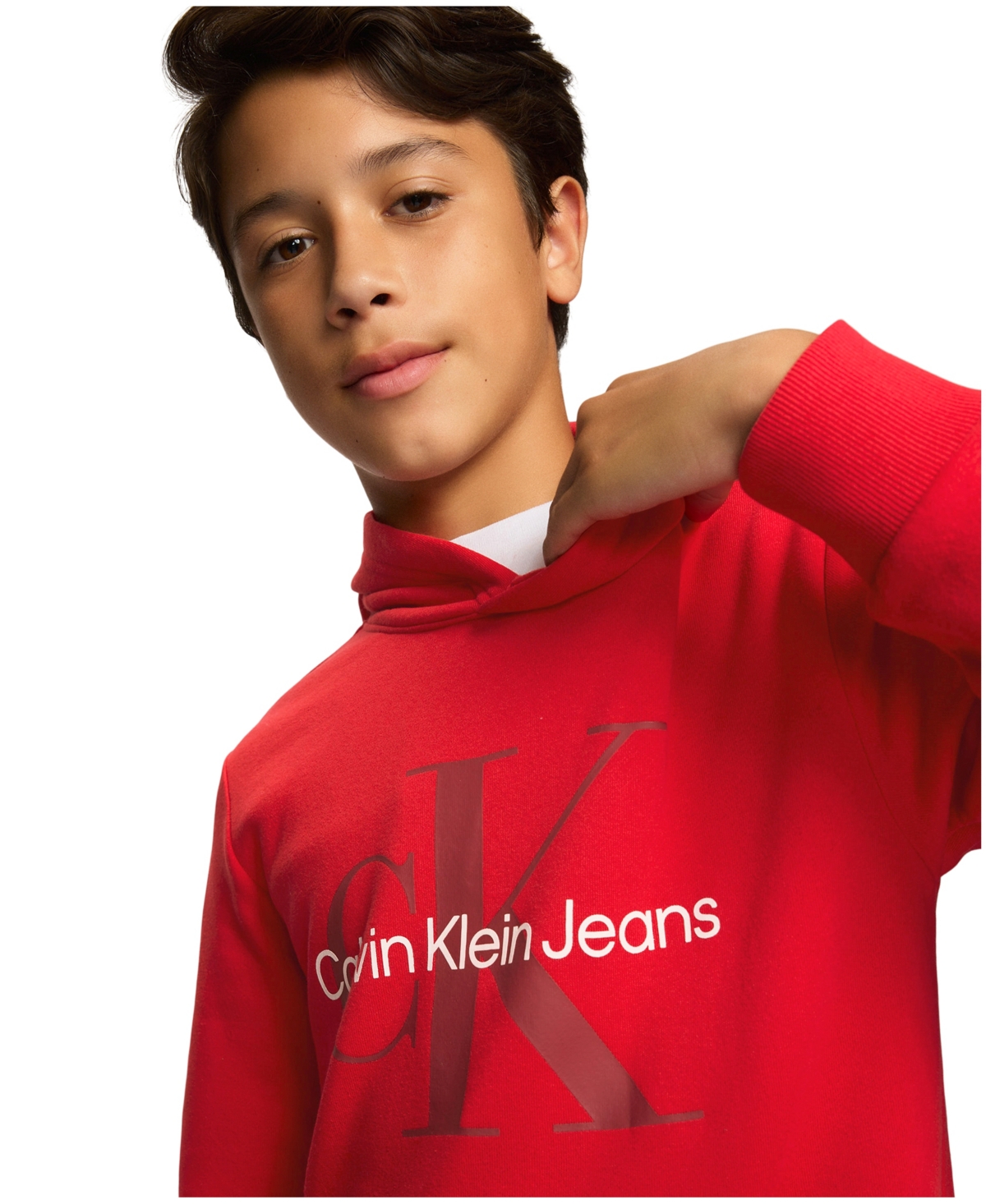 Calvin Klein Big Boys Old School Logo Pullover Soft Fleece Hoodie