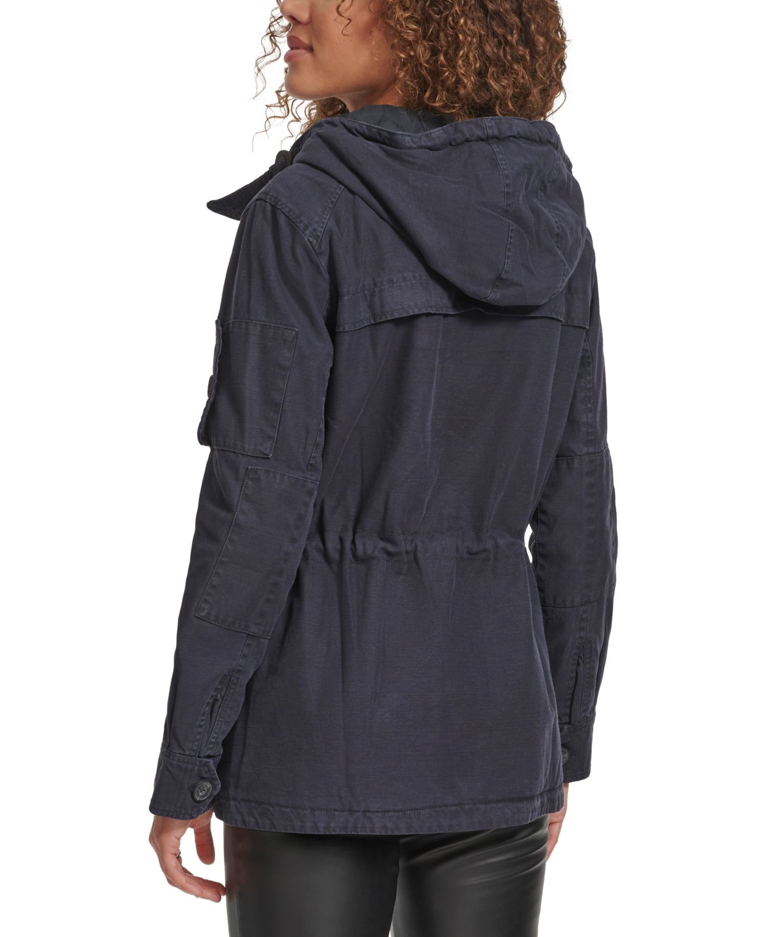 Trendy Plus Size Hooded Military Jacket