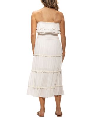 Women's Ruffled Smocked-Waist Tiered Cover-Up Dress