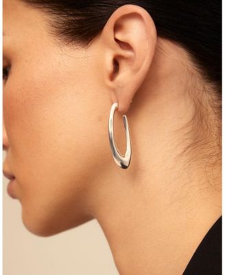 Sterling Silver Metal Clad Oval Shape Earrings