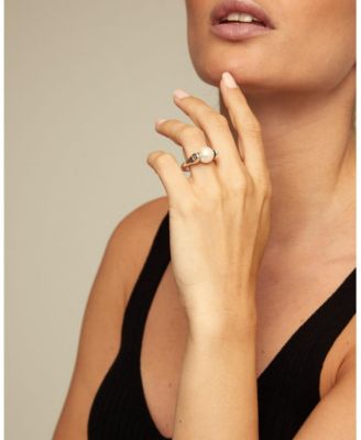 Sterling Silver Metal Mother of Pearl Clad Ring