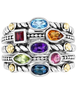 EFFY&reg; Multi-Gemstone (1-1/3 ct. t.w.) Multi-Row Ring in Sterling Silver