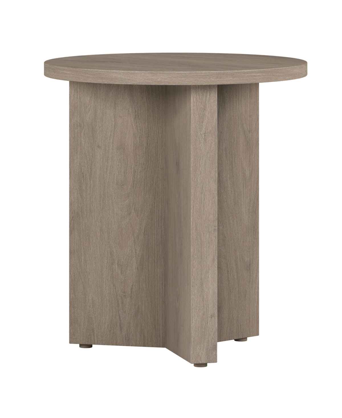 Hudson & Canal 20" Anders Wide Round Side Table In Antiqued Gray Oak