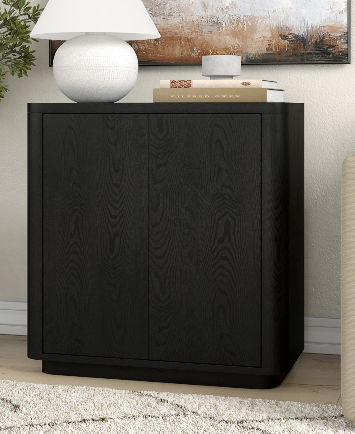 Hudson & Canal 32" Plympton Wide Rectangular Accent Cabinet In Black