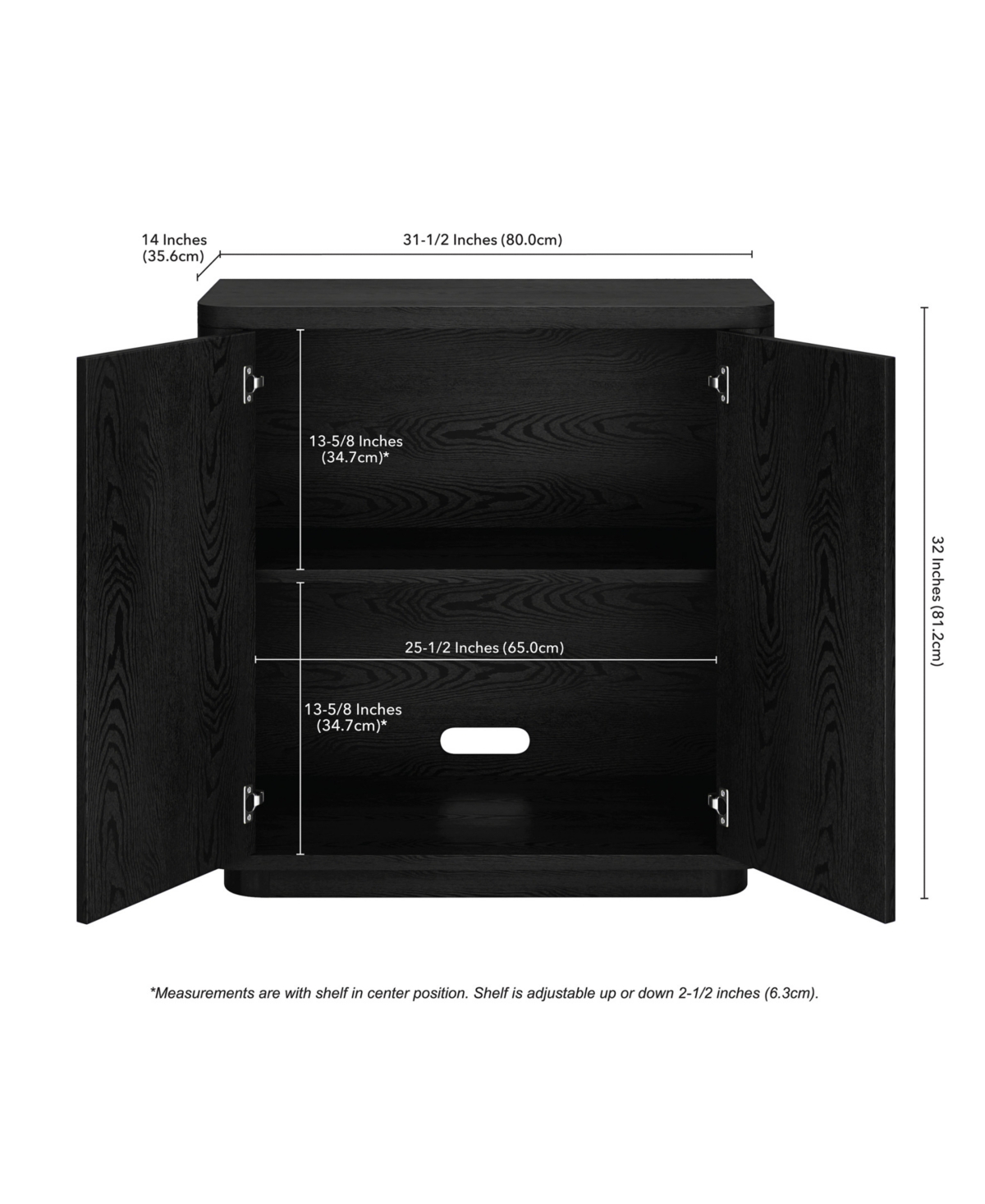 Hudson & Canal 32" Plympton Wide Rectangular Accent Cabinet In Black