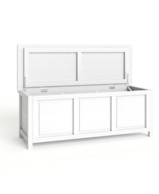 Solid Wood Storage Bench with Open Top, Removable Tray, and Foam Cushion for Entryway or Bedroom