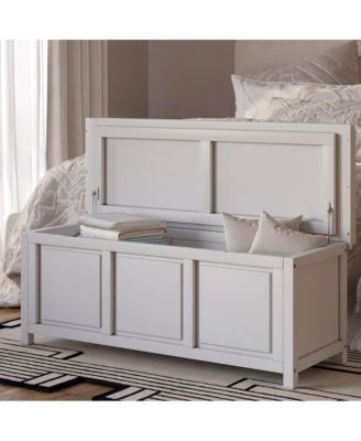 Solid Wood Storage Bench with Open Top, Removable Tray, and Foam Cushion for Entryway or Bedroom
