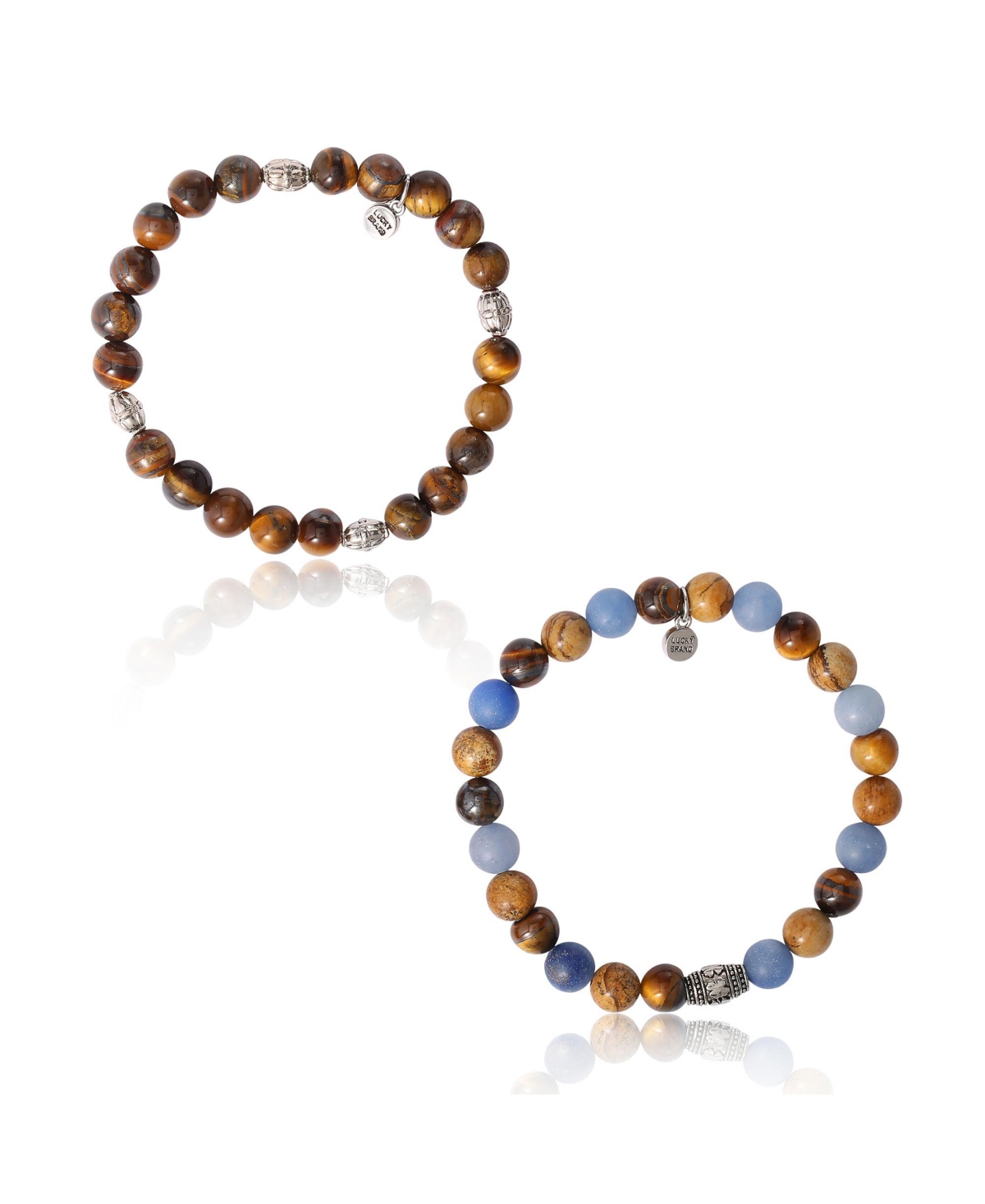 Tiger s Eye & Sodalite Beaded Stretch Bracelets - Natural Stone Bracelet Set for Men - Blue, brown
