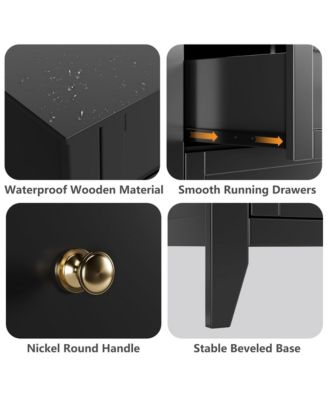 Black 6 Chest of Drawer Dresser, Modern Dresser with Deep Drawers and Nickel Round Handle, Wood Organizer Storage Cabinet