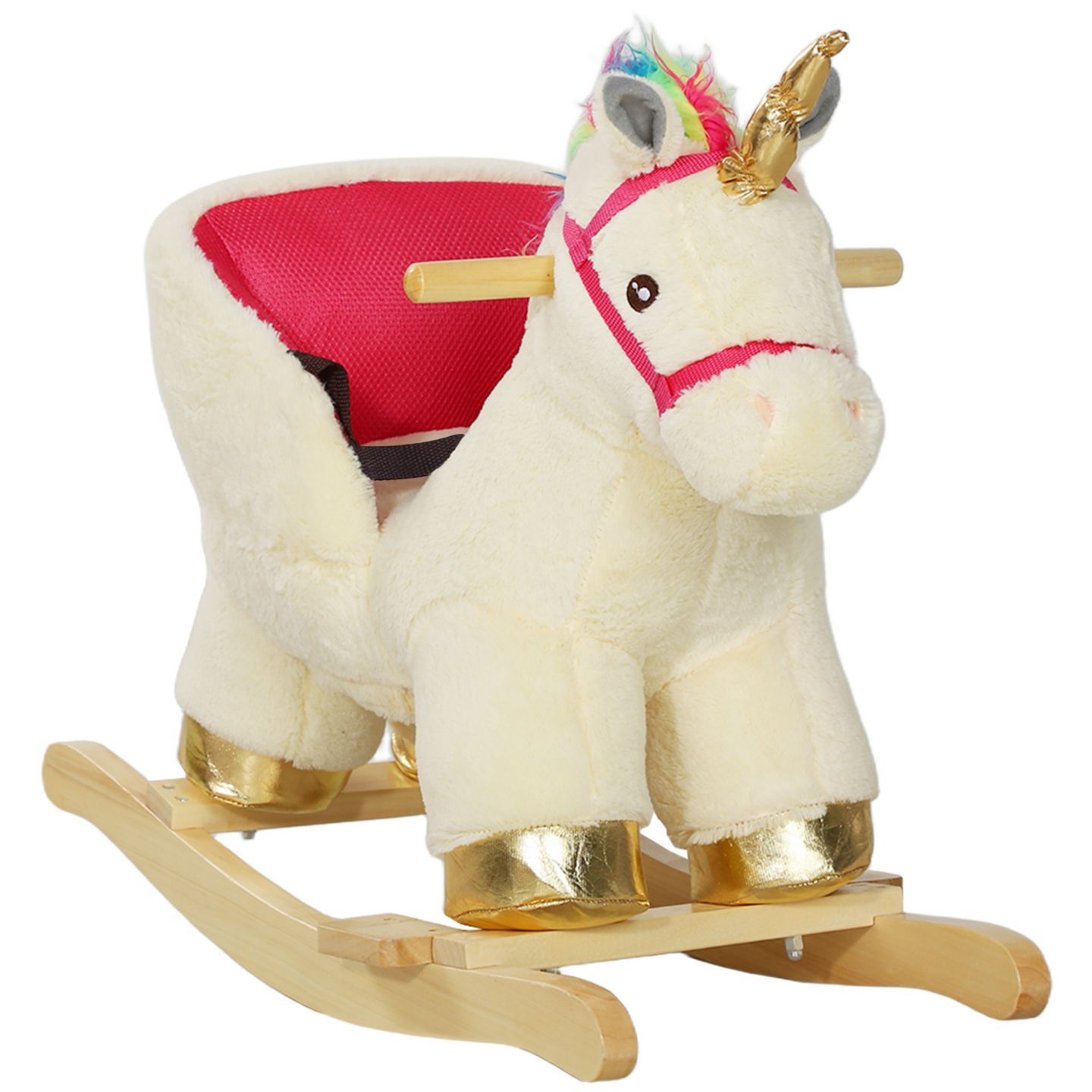 Детская игрушка Qaba Kids Rocking Horse, Unicorn with Realistic Sounds for 18-36 Months, цвет: Кремовый белый — фото 1