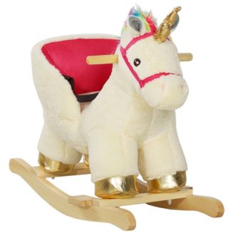 Qaba Kids Rocking Horse, Unicorn with Realistic Sounds for 18-36 Months ...