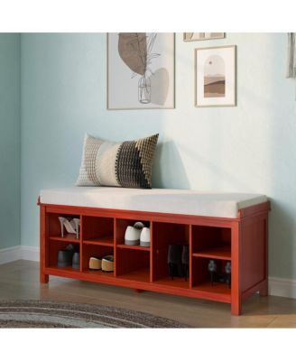 Solid Wood 10 Bin Shoe Storage Bench