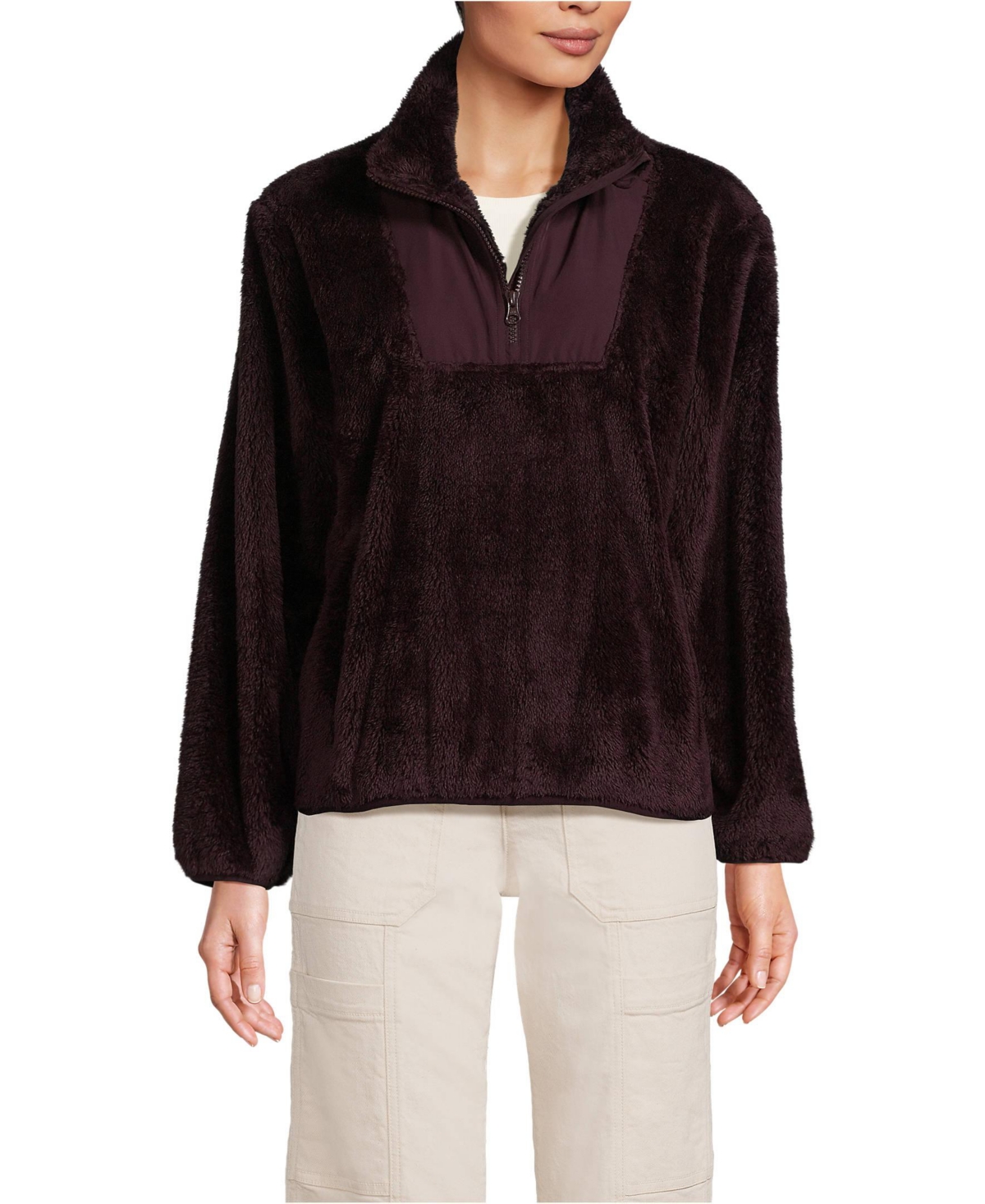 Lands' End Women's Half Zip Cozy High Pile Fleece Pullover
