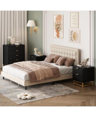 Dressers for Bedroom 4 Drawer, Chest of Drawers with Metal Base, Modern Dresser Chest Cabinet Organizer,Black