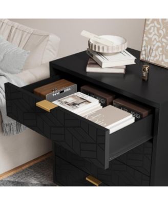 Dressers for Bedroom 4 Drawer, Chest of Drawers with Metal Base, Modern Dresser Chest Cabinet Organizer,Black