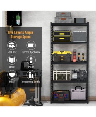 5-Tier Metal Shelving Unit with Anti-slip Foot Pad Height Adjustable Shelves for Garage-S