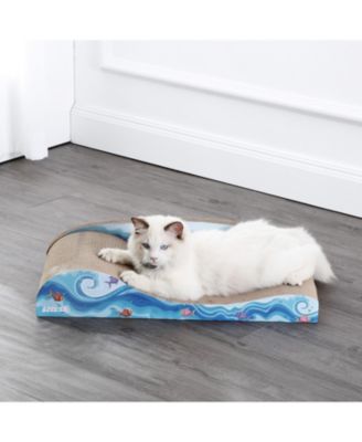 Kokomo 23.75" Coastal Cardboard Lounge Bed Cat Scratcher with Catnip, Blue