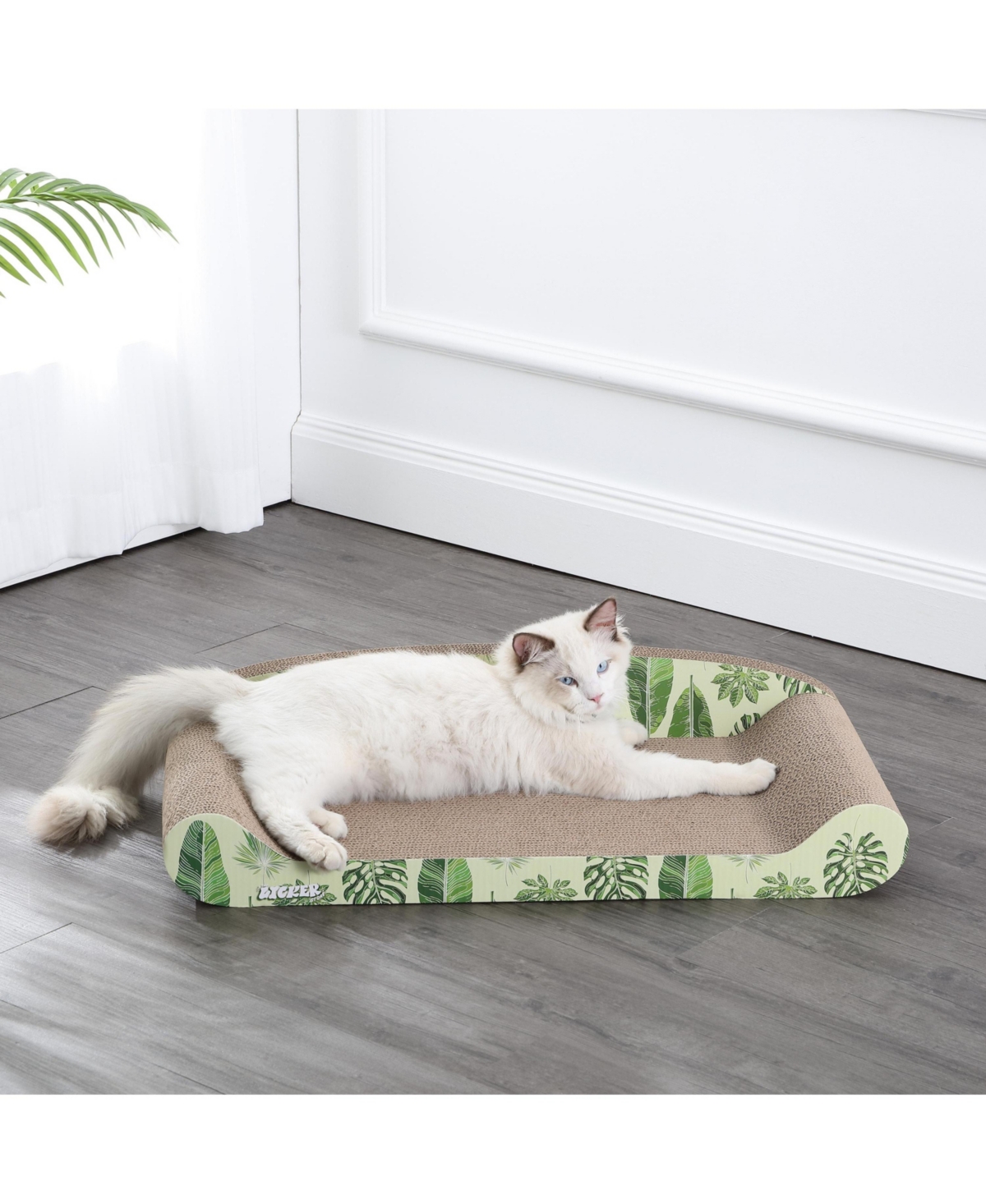 Montego 27.5" Coastal Patterned Cardboard Lounge Bed Cat Scratcher with Catnip