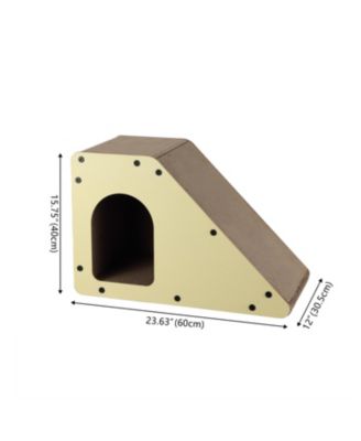 Kento 23.63" Minimalist Cardboard Angled Cat Cave Scratcher with Catnip, Almond