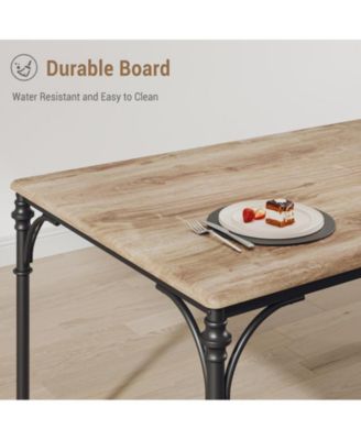 Dining Table Set for 4, Kitchen Table Set with Upholstered Bench, Dining Room Table Set for 4-6 with Cozy Cushion, 3 Piece Dining Table Set for Small Space, Apartment, Burlywood