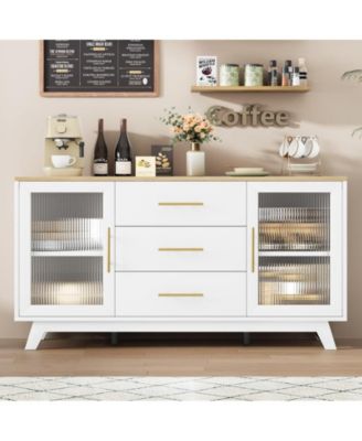 Coffer Bar Cabinet with 2 Doors,Sideboard Buffet Cabinet with 3 Drawers,Large Storage Cabinet for Kitchen Dining Room Living Room