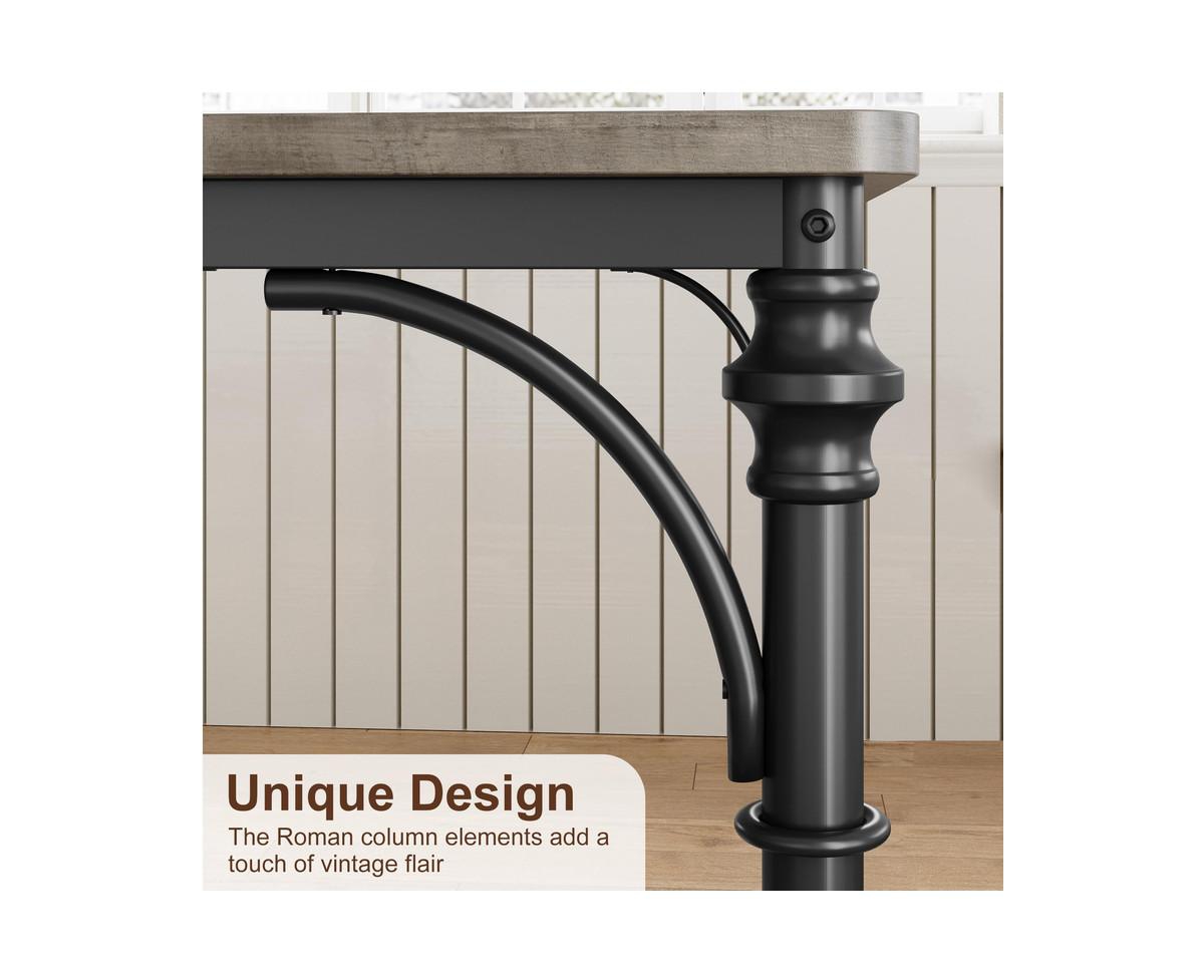 gaomon Dining Table Set for 4, Kitchen Table Set with Roman Columns, Dining Table Set for 4-6 with Upholstered Benches, The 3-Piece Dining Table Set f