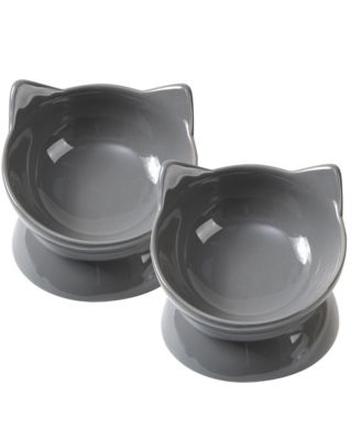 Set of two Oscar Collection Tilted Rasied Cat Dishes