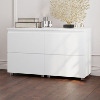 2-Drawer White Nightstand, End Table,Bedroom Bedside Dresser Chest
