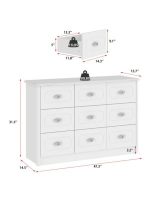9-Drawer White Wood Dresser Storage Dresser