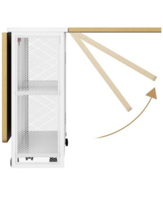 Folding Dining Table, Drop Leaf Dining Table with 6 Wheels and 2-Layer Storage Shelf, Space Saving Dining Table for Small Spaces Collapsible Expandable Rectangle for Dining/Kitchen Room