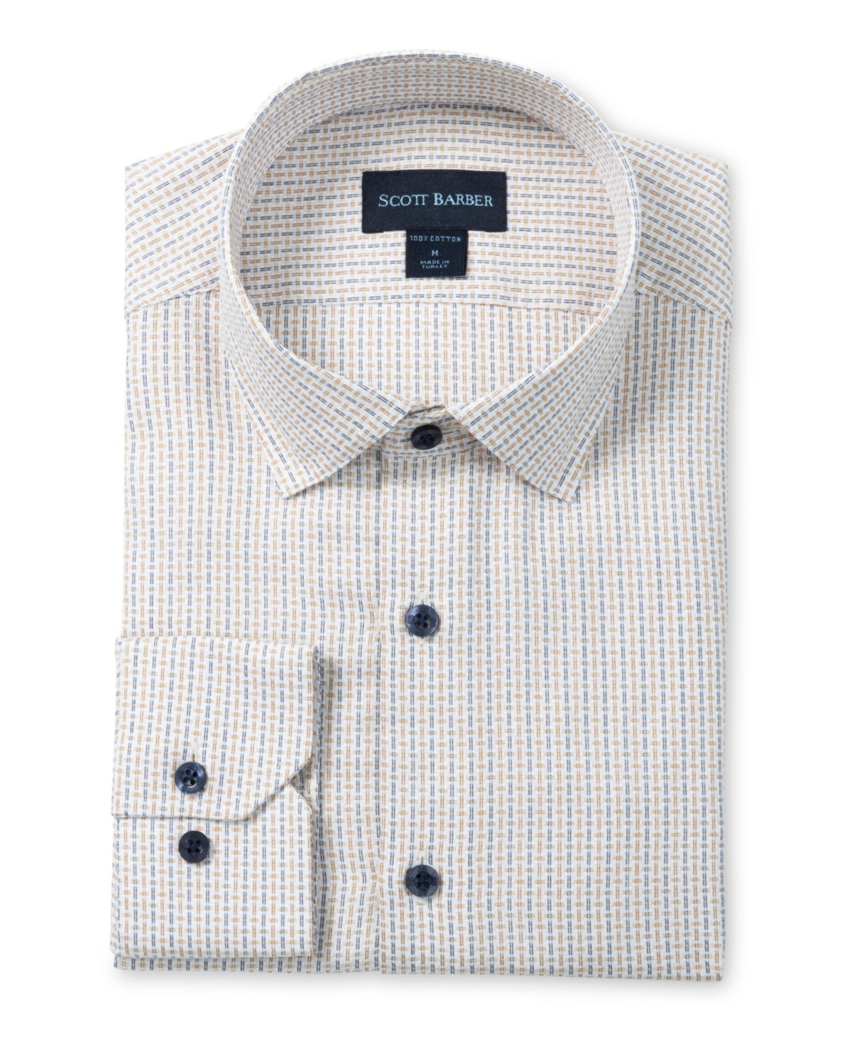Scott Barber Men's Neat Dobby Check -khaki