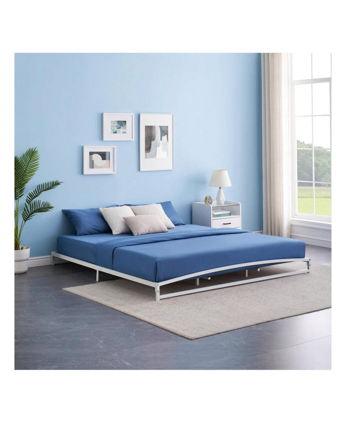 gaomon Bed Frame, 6 Inch Low Profile Platform Bed Frame, Heavy Duty Metal Full Size Bed, Mattress Foundation With Steel Slat Support, 6 Inch Height, E