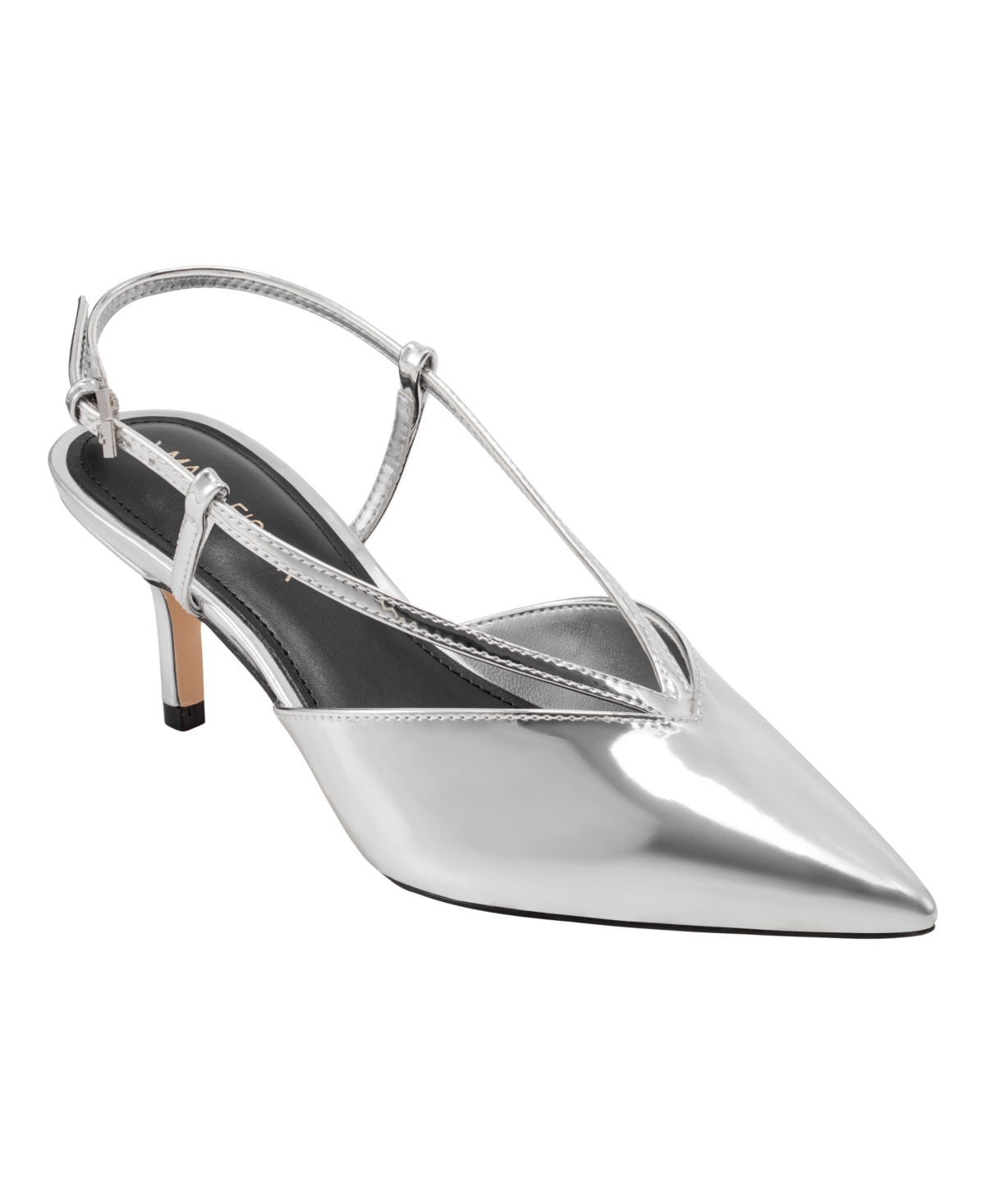 Marc Fisher Women's Avila Slingback Kitten Heel Pumps In Silver Mirror Metallic