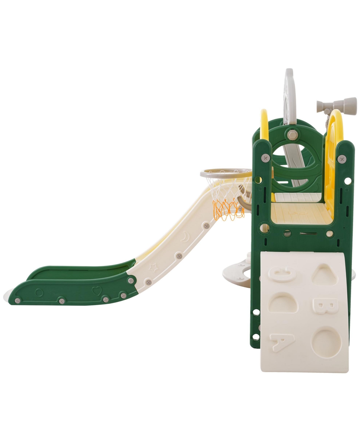 Slickblue Kids Playground Climber Slide Playset with Basketball Hoop Indoor & Outdoor Fun for Babies