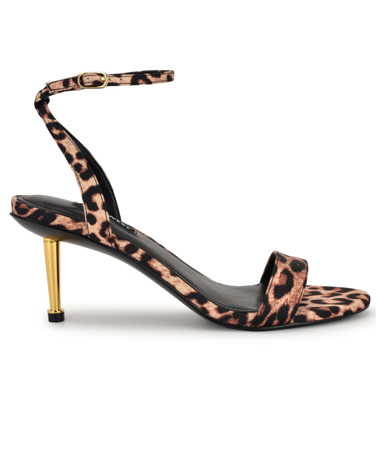 Nine West Women's Anny Ankle Strap Stiletto Sandals In Leopard Satin