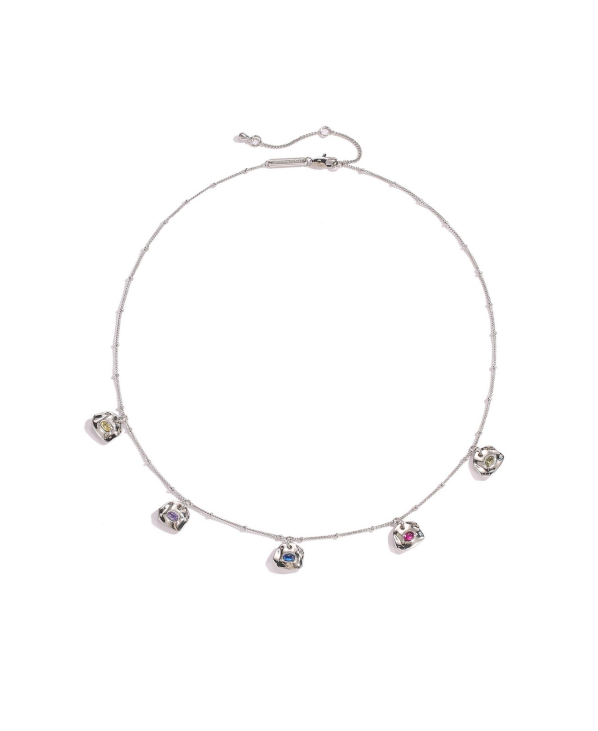 Iris Colored Cubic Zirconia Charms Necklace - Silver
