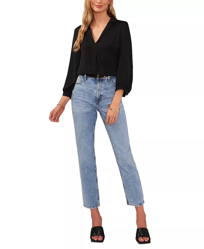 Women's Collared V-Neck Top - thumbnail 2