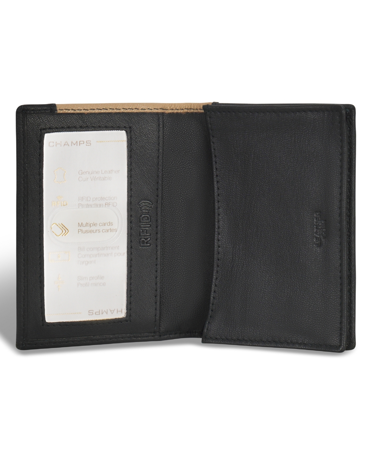 Shop Champs Men's Iconic Collection Leather Cardholder In Black,ivory