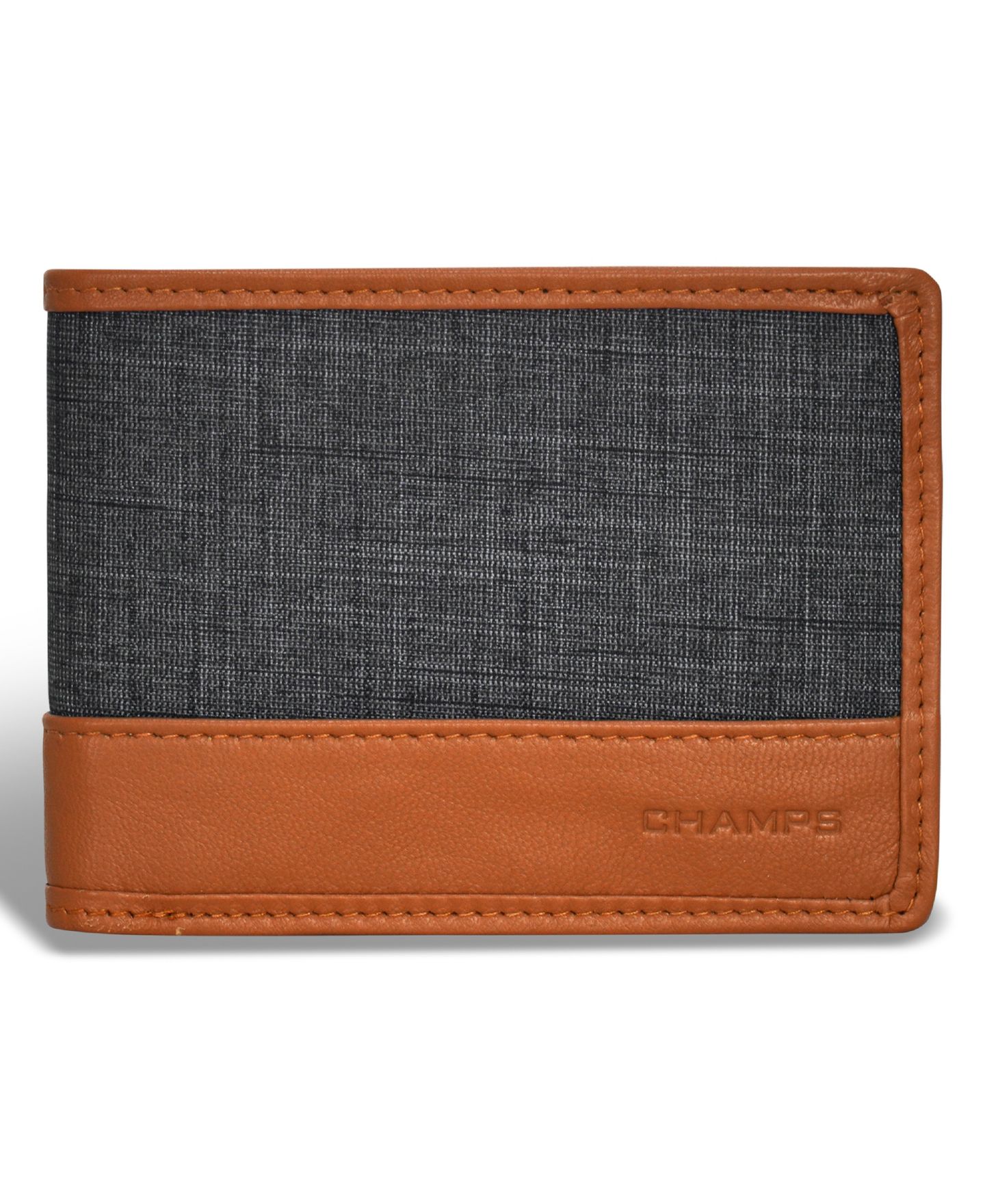 Мужской кошелёк CHAMPS Denim Collection Leather Center Wing Wallet, цвет: Чёрный — фото 1