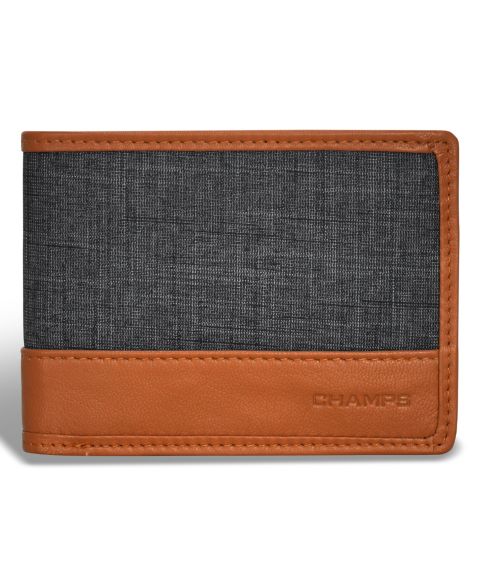 Мужской кошелёк CHAMPS Denim Collection Leather Center Wing Wallet, цвет: Чёрный
